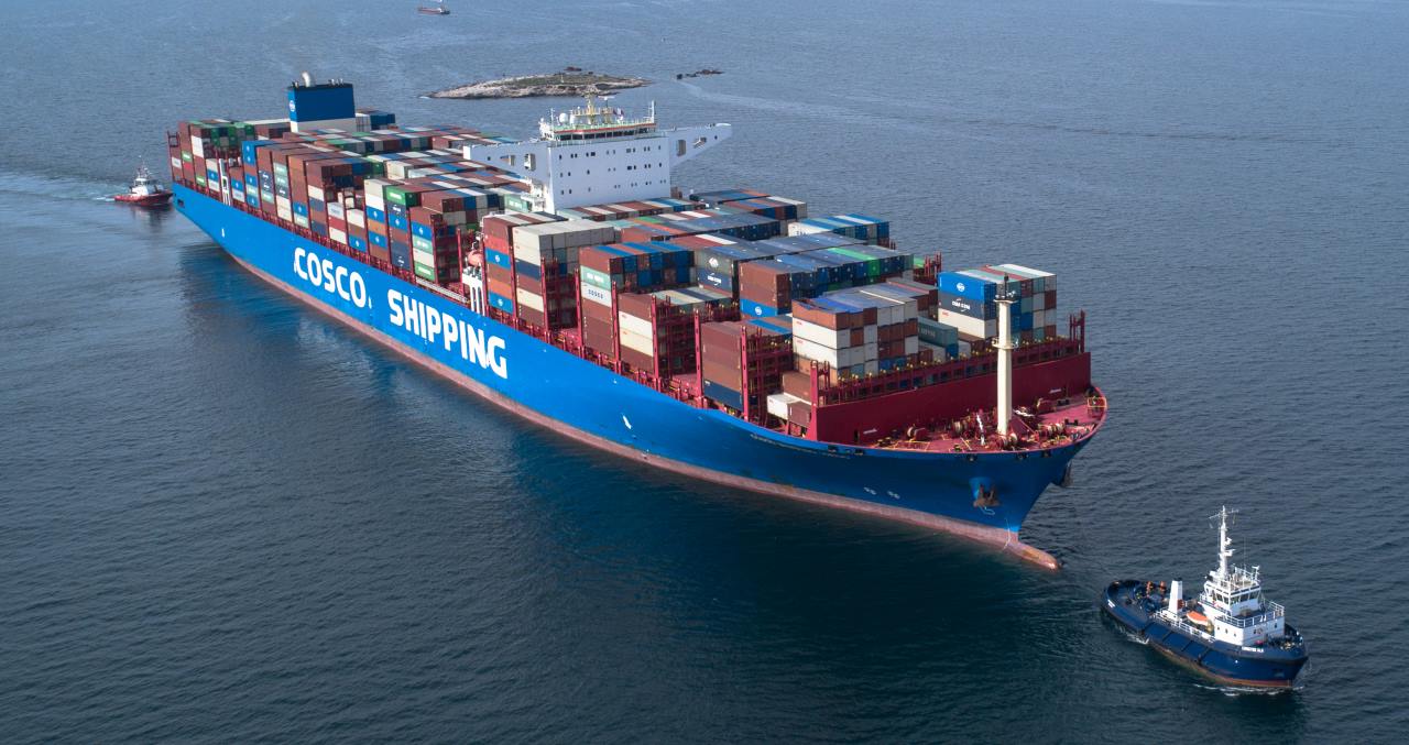 Cosco Shipping Virgo (container Ship) Άφιξη στο Pct του Περάματος (aerial Drone Video)