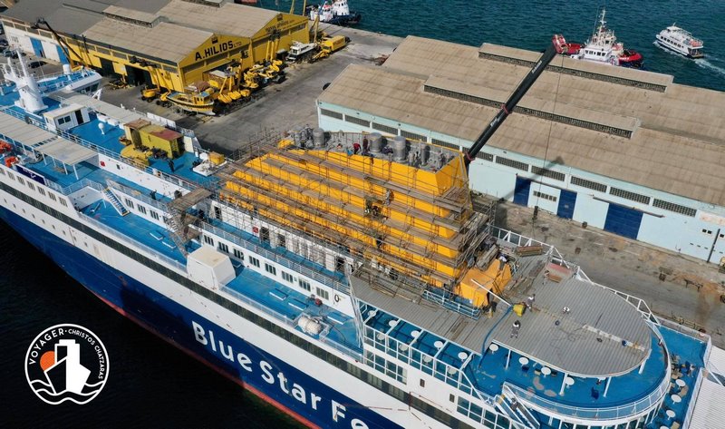 Blue Star Myconos Η πρόοδος των εργασιών στην τσιμινιέρα Photos 2, Αρχιπέλαγος, Η 1η ναυτιλιακή πύλη ενημέρωσης στην Ελλάδα