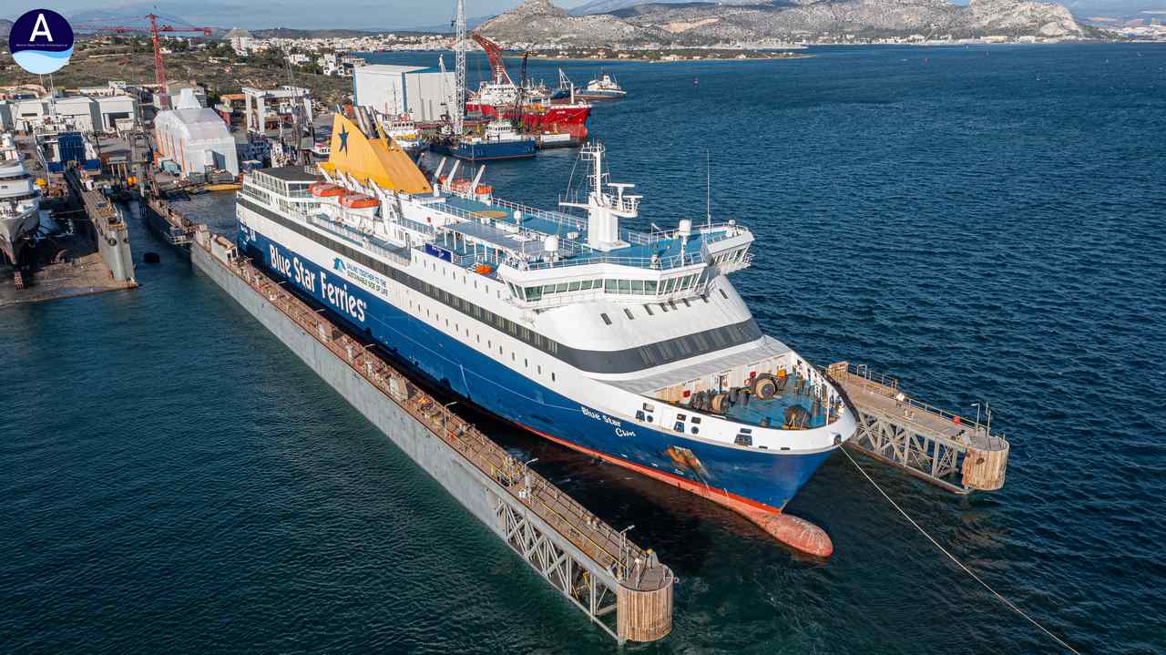 Ολοκληρώθηκε με επιτυχία ο δεξαμενισμός του Blue Star Chios VIDEO ΦΩΤΟ 2, Αρχιπέλαγος, Η 1η ναυτιλιακή πύλη ενημέρωσης στην Ελλάδα